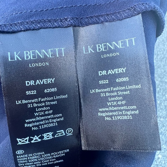 L.K. Bennett Avery Navy And Cream Mini Bow Print Pleated Midi - Picture 11 of 11